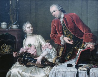 Bir İç Mekanda Müzik Çalan Mösyö ve Madam de Corcelles