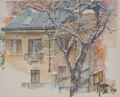 Otobüs durağı, 2011 (kağıt üzerine sulu boya) by Donatella Merlo