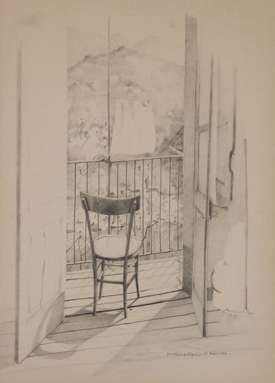 Balkon, c.1975 (kağıt üzerine çizim) by Donatella Merlo