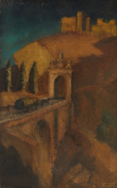 Köprülü Dağ Manzarası (verso), c.1910 (tuval üzerine yağlı boya) by Dora (attr. to) Carrington