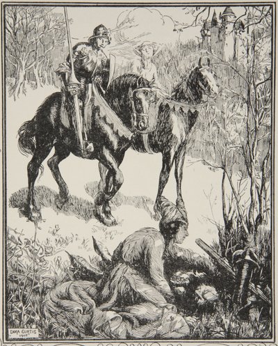 Acı acı ağlayan bir bayan, Beatrice Clay'in 'Kral Arthur Hikayeleri ve Yuvarlak Masa'dan bir illüstrasyon by Dora Curtis