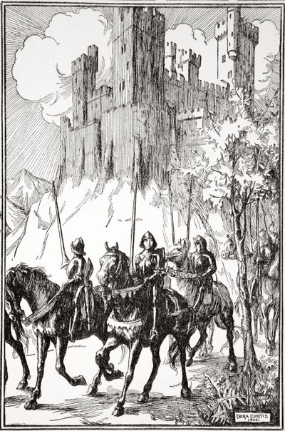 "Sir Galahad Manastırda", 1905. by Dora Curtis