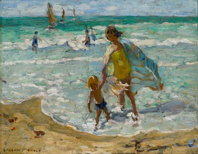 Deniz Kenarında Fönlü Bir Gün (tuval üzerine yağlıboya) by Dorothea Sharp