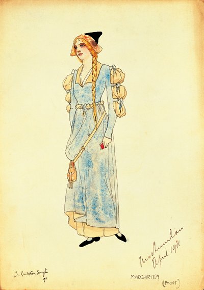 Carleton Smyth tarafından Marguerite Faust performansı için kostüm çizimi by Dorothy Carleton Smyth