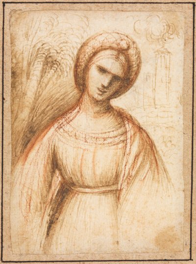 Peyzajlı Bayan, Yaşlı Bir Kadının Büstü Boyu Profili verso, c. 1521. by Dosso Dossi