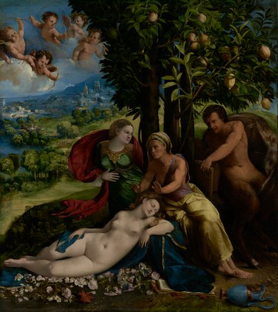 Mitolojik Sahne, c.1524 (tuval üzerine yağlı boya) by Dosso Dossi