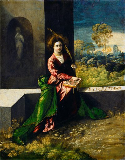 Azize Lucretia, 1520 civarı (panel üzerine yağlıboya) by Dosso Dossi