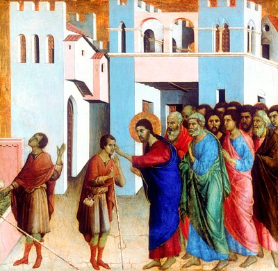 İsa, Doğuştan Kör Adamın Gözlerini Açıyor, 1311 by Duccio di Buoninsegna