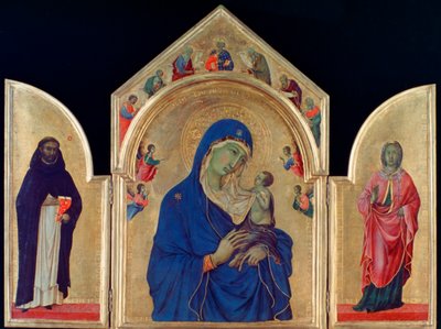 Aziz Dominic ve Aziz Aurea ile Madonna ve Çocuk, c1315 by Duccio di Buoninsegna