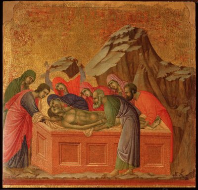 Tutku: gömülme. Maesta sunağı (ahşap üzerine tempera ve altın by Duccio di Buoninsegna
