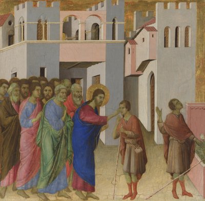 Doğuştan Kör Adamın İyileşmesi, yaklaşık 1308-1311 by Duccio di Buoninsegna