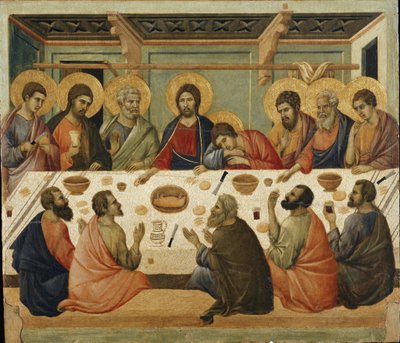 Rabbin Sofrası. Maesta sunağının arkası by Duccio di Buoninsegna