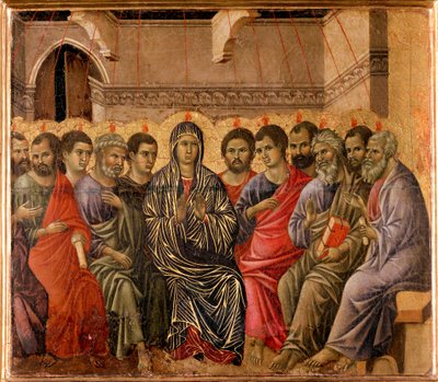 Maesta sunağının Pentecoot Arkası by Duccio di Buoninsegna