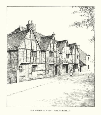 Old Cottages, Great Berkhampstead (lito) by Duncan Moul