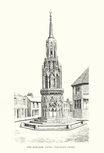 The Eleanor Cross, Waltham Cross (lito) by Duncan Moul