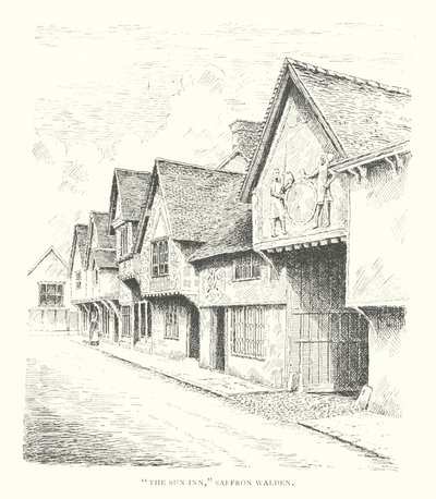 "The Sun Inn," Saffron Walden (taş baskı) by Duncan Moul