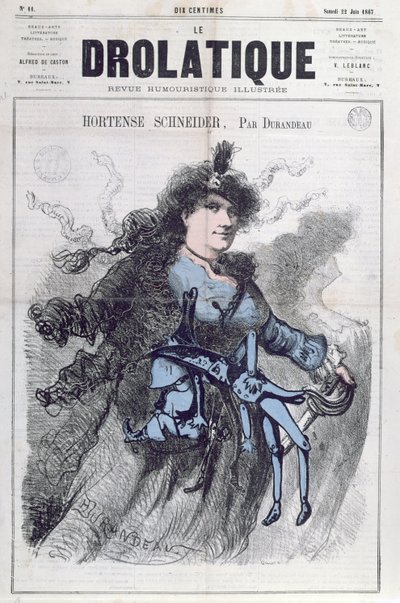 Hortense Schneider'in (1833-1920) 'Le Drolatique'in ön kapağından karikatürü, 22 Haziran 1867 by Durandeau
