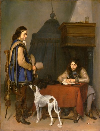 Memur, Trompetçi İle Mektup Yazıyor by Gerard ter Borch