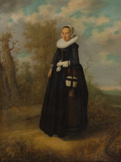 Manzarada Genç Bir Kadın. by Dutch Painter