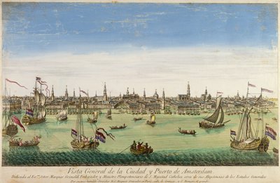 Amsterdam Limanı ve Kasabasının Genel Görünümü, D.G. Hucquier, 16. yüzyıl by Dutch School