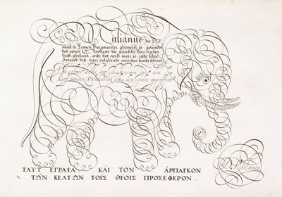 Bir filin kaligrafik tasarımı, 1616-1617 ve 17. yüzyılın sonları by Dutch School