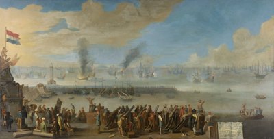 Livorno Muharebesi, 14 Mart 1653, Birinci İngiliz-Hollanda Savaşı'ndan bir olay, 1653-60 sonrası by Dutch School