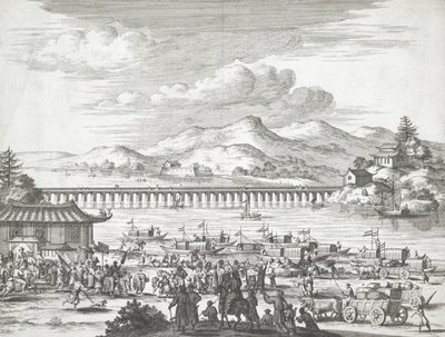 Yangtze Nehri üzerindeki köprü by Dutch School