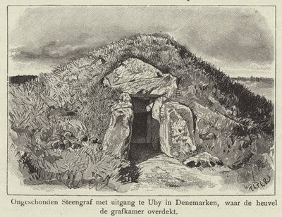 Sağlam bir taş mezarı kaplayan mezar höyüğü, Uby, Danimarka by Dutch School