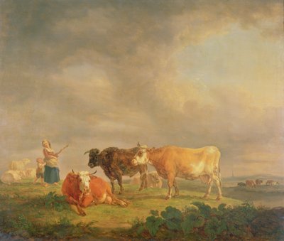Peyzajda Otlayan Sığır, 1820 dolayları (panel) by Dutch School