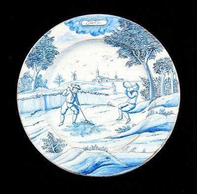 Temmuz ayını gösteren delftware levhası (kalay sırlı çanak çömlek) by Dutch School