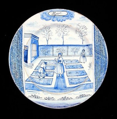 Mart ayını gösteren delftware plakası (kalay sırlı çanak çömlek) by Dutch School