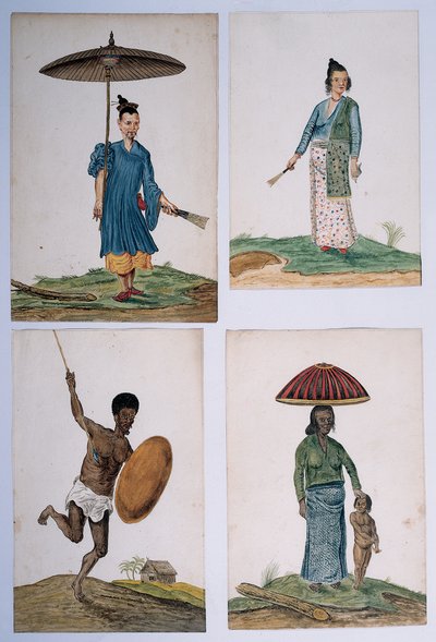 Brezilya, Afrika, İran ve Doğu Hindistan yerlilerinden oluşan bir albümden çizim by Dutch School