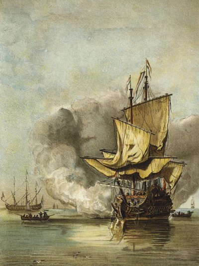 17. yüzyılın ortalarında Hollanda savaş gemisi by Dutch School