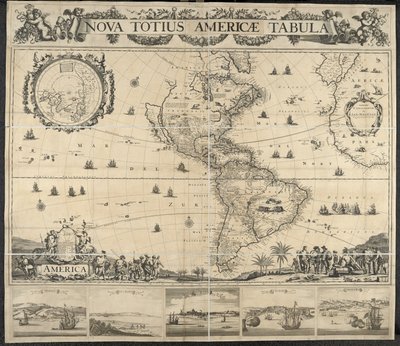 Amerika Haritası, Nova Amerika haritası, Panama [Görünümlü] Gdruckt bij J. Mathysz by Dutch School