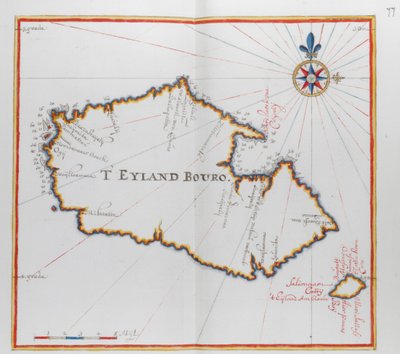 Bouro, Endonezya adasının haritası. by Dutch School