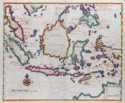 Borneo, Clebes (Sulawesi), Java ve diğer Endonezya adalarını gösteren harita. by Dutch School