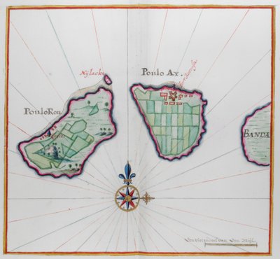 Banda adalarından ikisini gösteren harita. by Dutch School