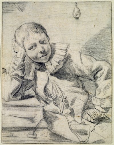 Öğrenci Masasında, c.1630-45 (kağıt üzerinde tebeşir) by Dutch School