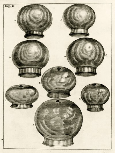 Çeşitli kupa bardakları, Frederik Dekkers'ın The Practice of Medicine adlı eserinden, 1694 by Dutch School