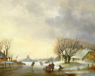 Yel Değirmeni ile Kış Manzarası by Dutch School
