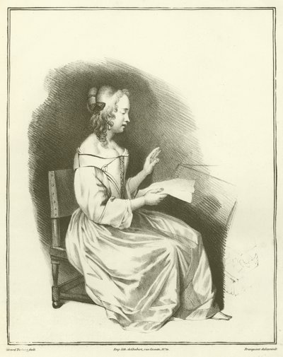 Kadın bir mektup okuyor by Dutch School