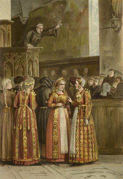 Geleneksel Friesian kostümlü kadınlar, Hollanda, 15. yüzyıl by Dutch School