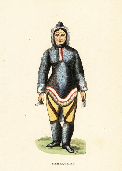 Yüzünde dövme olan eskimo kadın, Mackenzie River, Yukon, Kanada by Duverger Duverger