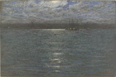 Gece: Bir Liman, 1894 (kahverengi kağıt üzerine pastel) by Dwight William Tryon