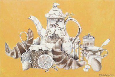 Kahvaltı, 1993 (kağıt üzerinde akrilik) by E.B. Watts
