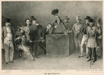 Bay Mathews: Davetiyeler adlı eğlencedeki çeşitli karakterlerinde onun portreleri by E.F. Lambert