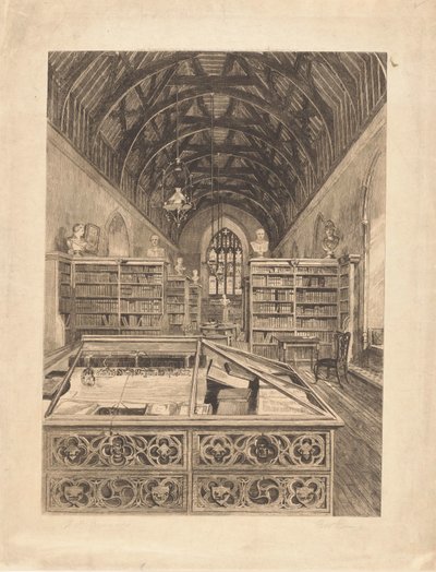 Bir kütüphanenin iç by E.W. Evans (signed by artist)
