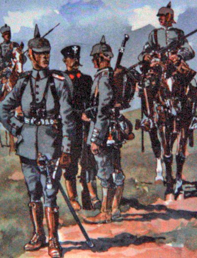 1914 Alman saha üniformaları (renkli litho) by E. (after) Dobrich