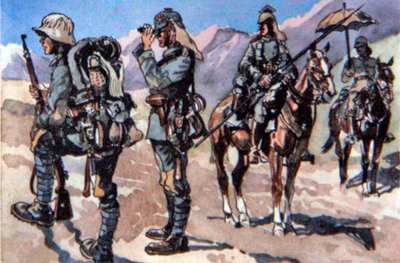 1917 Alman üniformaları, Makedon Cephesi (renkli taş) by E. (after) Dobrich