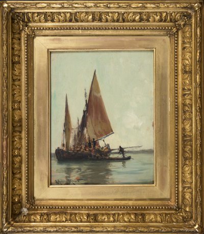 Lagün üzerinde Venedik mavna by E. Aubrey Hunt